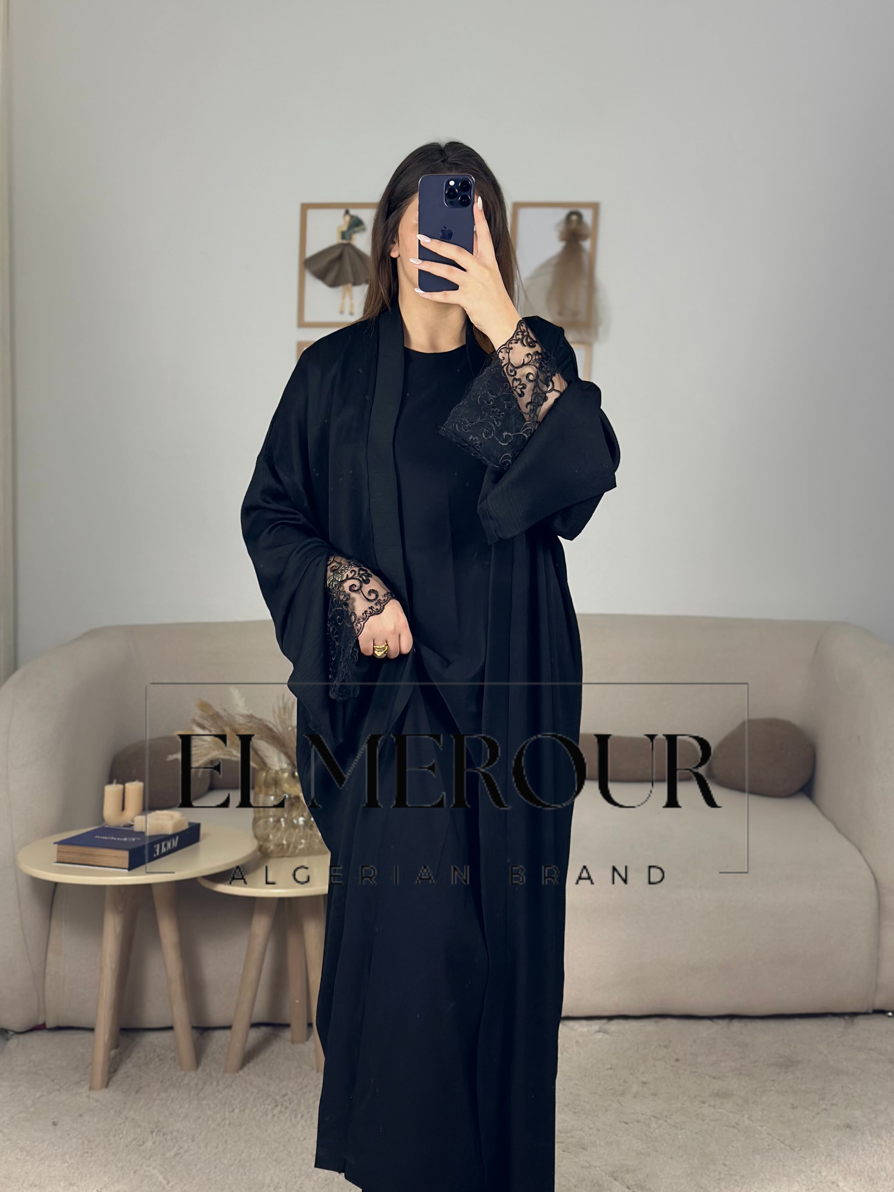 Abaya Élégance Dentelle Noire