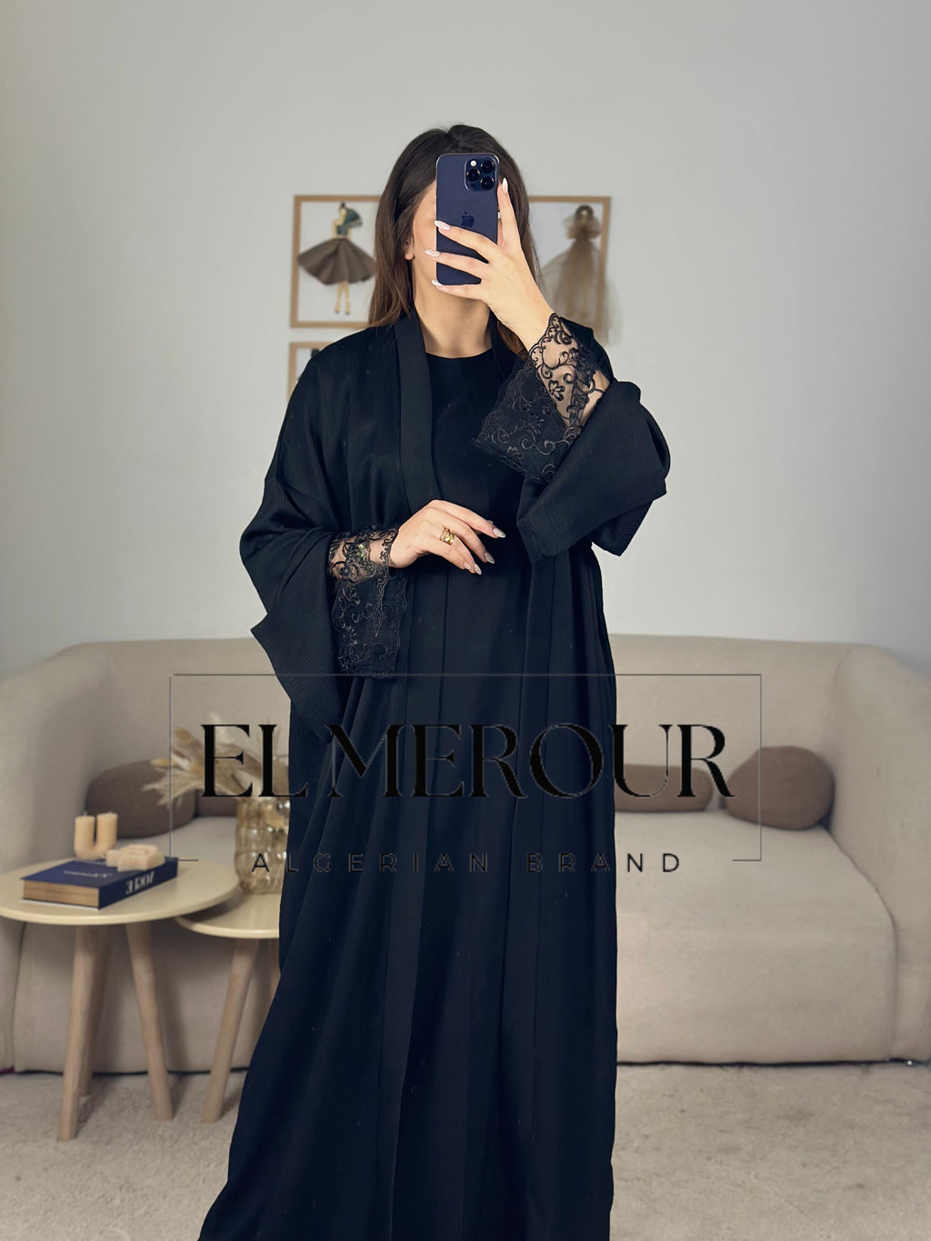 Abaya Élégance Dentelle Noire