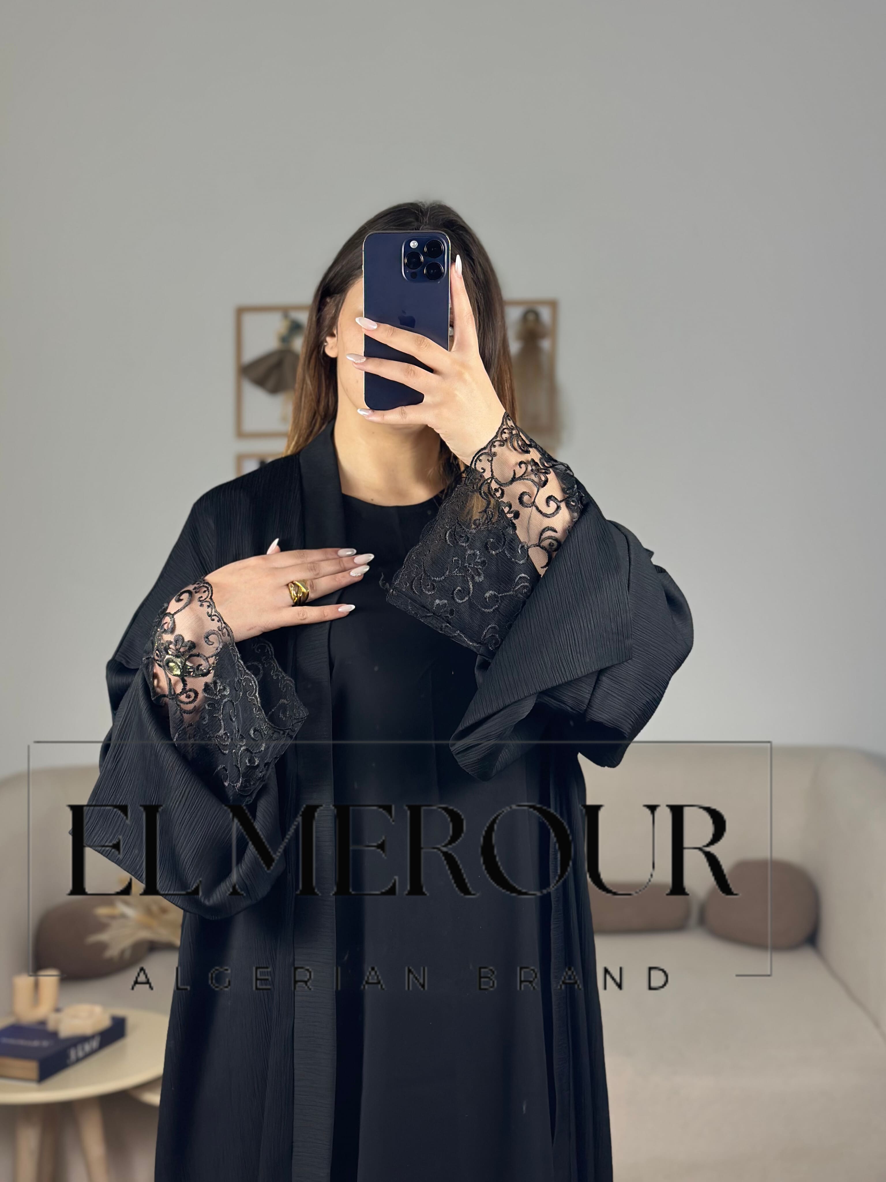 Abaya Élégance Dentelle Noire